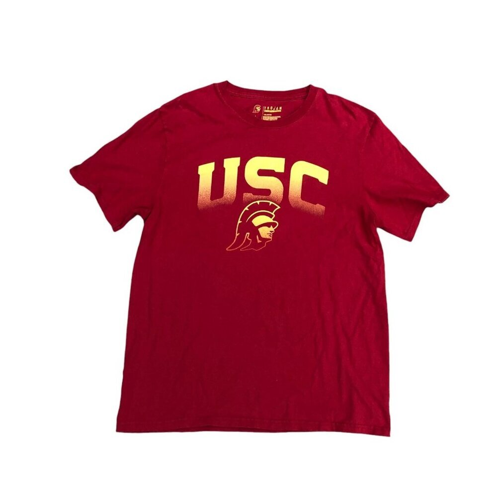 TROJAN APPAREL USC Trojans T Shirt LARGE Men's 100% Cotton Crew Neck Red​